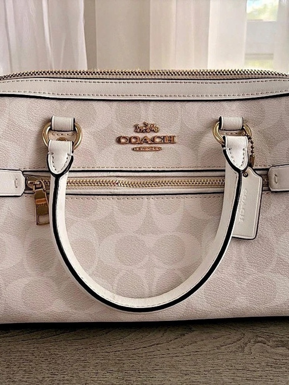 COACH Rowan Satchel in Signature Canvas Satchel in Pink Like New
